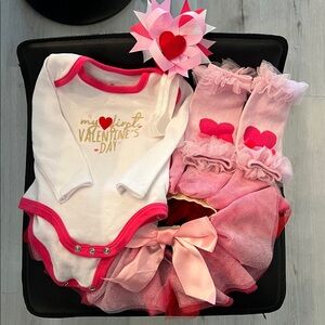 Pink and White My First Valentine's Day Baby Outfit